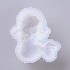 White Silicone Molds, Resin Casting Molds, For UV Resin, Epoxy Resin Jewelry Making, Mermaid, White, 86x80x36mm
