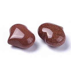 Goldsand Goldstone perlas sintéticas, sin agujero / sin perforar, corazón, 20x25x11~13 mm