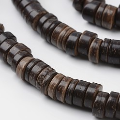 Coffee Dyed Natural Coconut Disc Bead Strands, Coffee, 9x2~6mm, Hole: 3mm, about 108pcs/strand, 15.7 inch