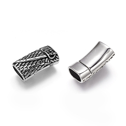 Antique Silver 304 Stainless Steel Magnetic Clasps with Glue-in Ends, Rectangle, Antique Silver, 29.5x15.5x10mm, Hole: 6.5x12.5mm