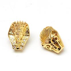 Golden Rack Plating Brass Cubic Zirconia Beads, Long-Lasting Plated, Pharaoh, Golden, 13.5x10.5x9.5mm, Hole: 2mm