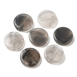 Gray Transparent Acrylic Beads, Flat Round, Gray, 15x15x3.5mm, Hole: 1.5mm, about 5483pcs/500g