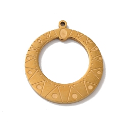 Golden Bohemian Style 304 Stainless Steel Pendant, Round Ring, Golden, 22x20x1.5mm, Hole: 1mm