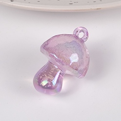 Prune Pendentifs acryliques transparents de style bulle, de couleur plaquée ab , champignons, prune, 35x24mm