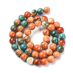 Saddle Brown Synthetic Ocean White Jade Round Beads Strands, Dyed, Saddle Brown, 8mm, Hole: 1mm, about 49pcs/strand, 15.70''(39.88cm)