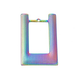 Rainbow Color Ионное покрытие (ip) 304 подвески из нержавеющей стали, прямоугольник амулеты, Радуга цветов, 49x32.5x2 мм, отверстие : 2 мм