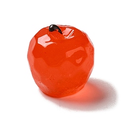 Roja Cabochons de la resina transparente, 3 d manzana, rojo, 16 mm