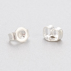 Silver 304 Stainless Steel Ear Nuts, Butterfly Earring Backs for Post Earrings, Silver, 4x3x2mm, Hole: 0.8mm