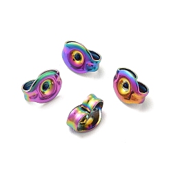 Rainbow Color Ion Plating(IP) 304 Stainless Steel Friction Ear Nuts, Rainbow Color, 6x4x3mm, Hole: 1mm