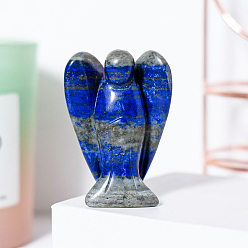 Lapis Lazuli Décorations d'affichage de figurines d'ange en lapis-lazuli naturel, ornements en pierre d'énergie reiki, 50x35mm