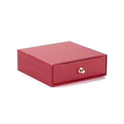 Индийский Красный Коробка для ювелирных изделий с квадратным бумажным ящиком, с латунной заклепкой, для серьги, упаковка подарков для колец и колье, Индийская красная, 9x9x3~3.2 см