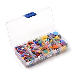 Mixed Color Mixed Half Round/Dome Pearlized Glass Cabochons, Mixed Color, 6~14x3~5.5mm, about 600pcs/box