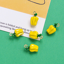 Jaune Pendentifs en émail , or, charme de poivron, jaune, 18x10mm