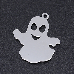 Stainless Steel Color 201 Stainless Steel Laser Cut Pendants, Ghost, Stainless Steel Color, 22x19.5x1mm, Hole: 1.4mm