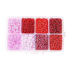Roja 1 caja 8/0 cuentas de semillas de vidrio redondas cuentas espaciadoras sueltas, rojo, 3 mm, agujero: 1 mm, sobre 4200 unidades / caja