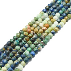 Chrysocolla and Lapis Lazuli Natural Chrysocolla and Lapis Lazuli Beads Strands, Faceted, Round, 4mm, Hole: 0.8mm, about 85pcs/strand, 15.16''~15.55''(38.5~39.5cm)