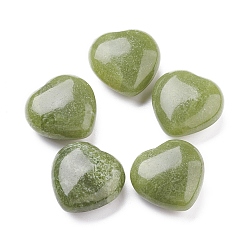 Jade Jaune  Pierre d'amour de coeur de jade de citron naturel, pierre de palme de poche pour équilibrer le reiki, 30x30x14.5mm