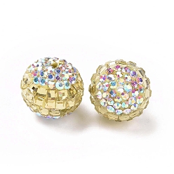 Gold Quartz Polymer Clay Rhinestone Beads, Pave Disco Ball Beads, Round, Gold Quartz, 16~17mm, Hole: 1.8mm