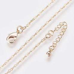 Real 18K Gold Plated Long-Lasting Plated Brass Link Chain Necklaces, with Lobster Claw Clasp, Nickel Free, Real 18K Gold Plated, 18.3 inch (46.5cm), Link: 2.5~3x3mm