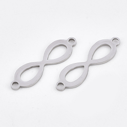Stainless Steel Color 201 Stainless Steel Links connectors, Laser Cut Links, Infinity, Stainless Steel Color, 25x7x1mm, Hole: 1.8mm