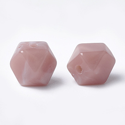 Rosada Marrón Abalorios de acrílico, estilo de imitación de piedras preciosas, polígono, marrón rosado, 11.5x10x10 mm, Agujero: 2 mm, sobre 428 unidades / 500 g