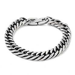 Stainless Steel Color 304 Stainless Steel Cuban Link Chains Bracelets for Men, Stainless Steel Color, 8-7/8 inch(22.4cm)