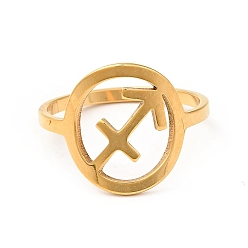 Golden Ion Plating(IP) 201 Stainless Steel Constellations Sagittarius Finger Ring for Women, Golden, US Size 6 1/2(16.9mm)