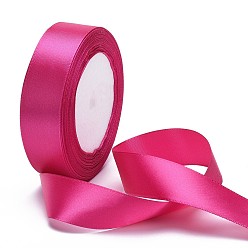 Fuchsia Single Face Satin Ribbon, Polyester Ribbon, Fuchsia, 1 inch(25mm) wide, 25yards/roll(22.86m/roll), 5rolls/group, 125yards/group(114.3m/group)