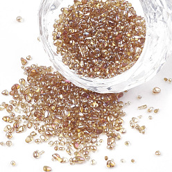 Sandy Brown Plated Glass Seed Beads, For Nail Art Decoration Accessories, No Hole/Undrilled, Chip, Sandy Brown, 1.5~5x1.5~2x1.5~2mm, about 450g/bag