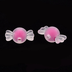 Camellia Transparent Acrylic Beads, Frosted, Bead in Bead, Candy, Camellia, 11.5x21.5x11.5mm, Hole: 2.5mm, about 393pcs/500g