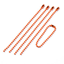 Темно-Оранжевый Железные шариковые цепи, окрашенные распылением, цепочки тегов, темно-оранжевый, 117x2.5 мм