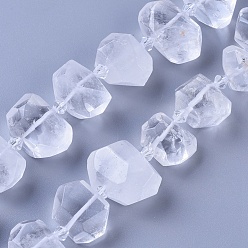 Cristal de Quartz Naturelles cristal de quartz brins de perles, cristal de roche, facette, nuggets, 9~15x15~21x8~14mm, Trou: 0.8mm, Environ 24 pcs/chapelet, 15.4 pouce (39.2 cm)