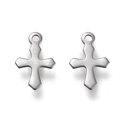 Stainless Steel Color 304 Stainless Steel Tiny Cross Charms, Laser Cut, Stainless Steel Color, 9x5.5x0.3mm, Hole: 0.9mm