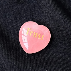 Quartz Rose Pierres de guérison en quartz rose naturel, saint valentin coeur gravé amour pierres, pierres de poche pour l'équilibrage du reiki, mot confiance, 30x30mm