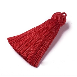 Красный Нейлоновые кистовые подвески, огнеупорный кирпич, 70~72x17~18 мм, отверстие : 3~4 мм