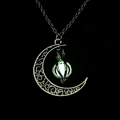 Лайм Ожерелья с подвесками из светящегося сплава, светится в темноте, луна с тыквой, желто-зеленые, 18.38 дюйм (46.7 см)
