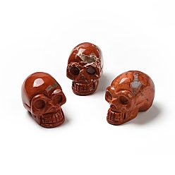 Красный Камень Хэллоуин украшения из натуральной красной яшмы, украшения для дома, череп, 35~37x30~31x48~50.5 мм