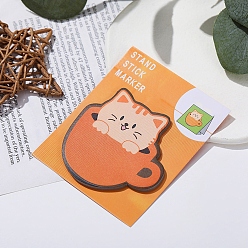 Orange Cartoon Cup with Cat Memo Pad Sticky Notes, Sticker Tabs, for Office School Reading, Orange, 70x68mm, 30 sheets/book