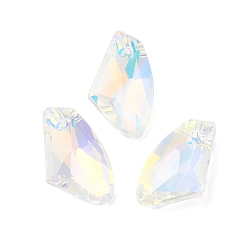 Alice Blue Electroplated Glass Pendants, Back Plated, Faceted, Polygon, Alice Blue, 19x11x5mm, Hole: 1.2mm