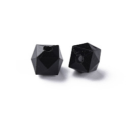Black Opaque Acrylic Beads, Faceted, Square, Black, 10x10x9mm, Hole: 2mm, about 1068pcs/500g