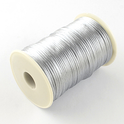 Silver Polyester Cords, Silver, 2mm, about 98.42 yards(90m)/roll