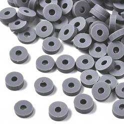 Gray Eco-Friendly Handmade Polymer Clay Beads, Disc/Flat Round, Heishi Beads, Gray, 4x1mm, Hole: 1mm, about 55000pcs/1000g