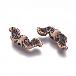 Red Copper Tibetan Style Alloy Beads, Lead Free & Cadmium Free & Nickel Free, Red Copper Color, Wing, 19x7.5x3.5mm, Hole: 1.5mm