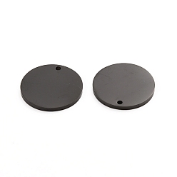 Electrophoresis Black 304 encantos de acero inoxidable, pulido, estampar etiqueta en blanco, Corte con laser, plano y redondo, electroforesis negro, 15x1 mm, agujero: 1.2 mm