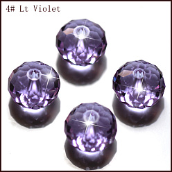 Lila Imitación perlas de cristal austriaco, aaa grado, facetados, Rondana plana, lila, 6x4 mm, agujero: 0.7~0.9 mm