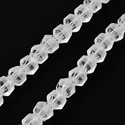 Claro Electroplate transparentes cuentas de vidrio hebras, esmerilado, facetados, linterna, Claro, 7x7.8x7.5 mm, agujero: 1.5 mm, sobre 72 unidades / cadena, 20.79'' (52.8 cm)