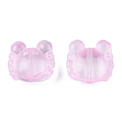 Pink Transparent Spray Painted Glass Beads, Crab, Pink, 13x14x6.5mm, Hole: 1mm