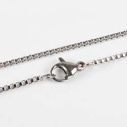 Stainless Steel Color 304 Stainless Steel Box Chain Necklace Making, with Lobster Claw Clasps, Stainless Steel Color, 17.7 inch(45cm)