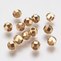 Brut (Non-plaqué) Perles en laiton facettées, ronde, brut (non plaqué), 5mm, Trou: 2mm