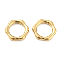Real 18K Gold Plated 304 Stainless Steel Linking Rings, Flower, Real 18K Gold Plated, 20x19x3.5mm, Inner Diameter: 12.5mm